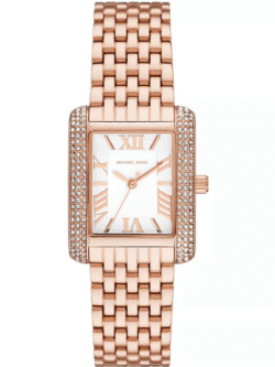 Montre Michael Kors Emery MK4743 femme or rose cadran blanc cristaux pavés 33mm
