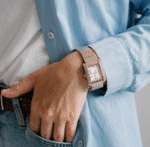 Montre Michael Kors MK4743 or rose portée au poignet femme bracelet acier