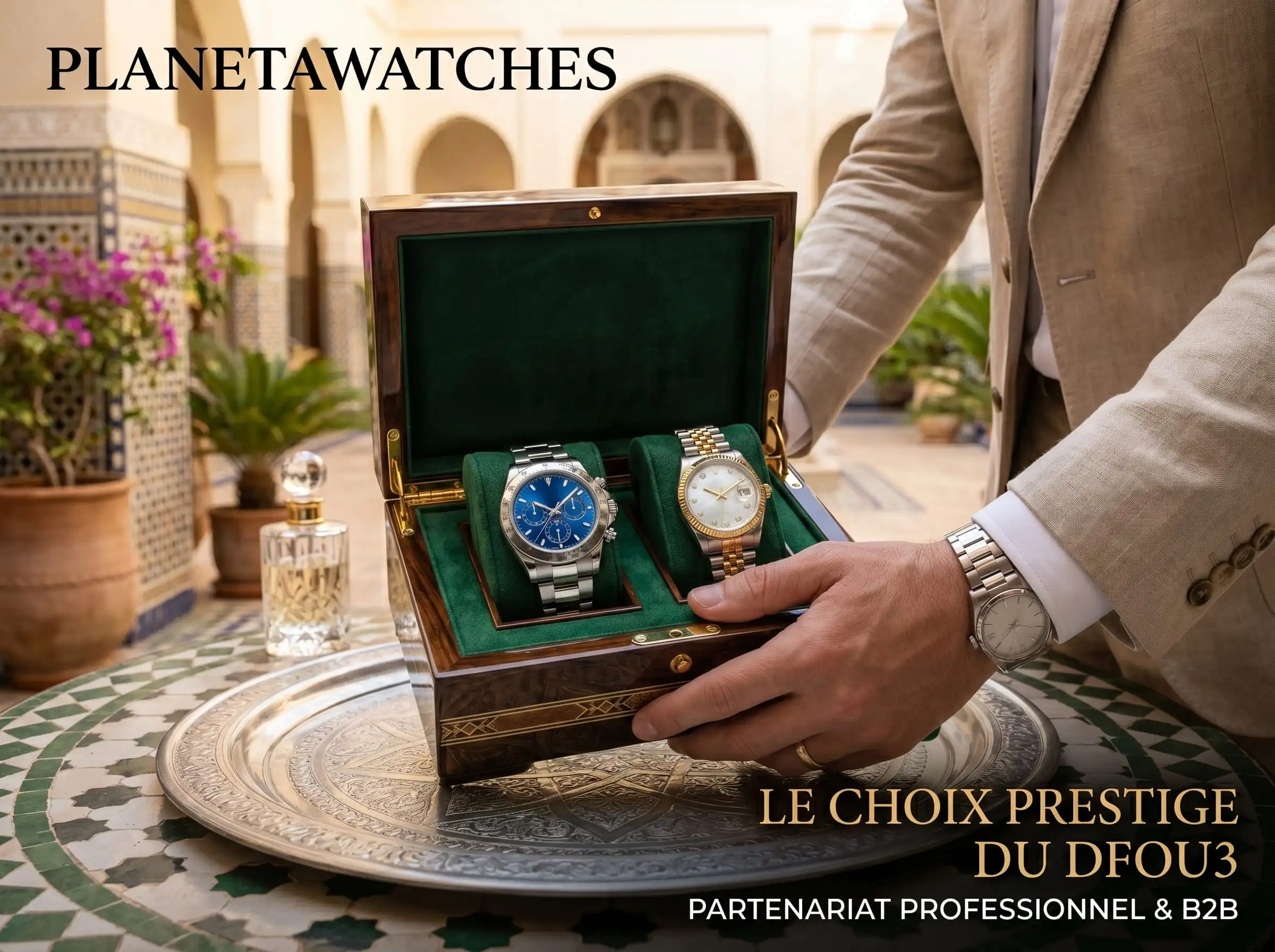 Partenariat B2B : L'Élégance Horlogère pour les Stylistes et Ngafat au Maroc Partenariat montre mariage Maroc pour professionnels et stylistes avec des modèles originaux.
