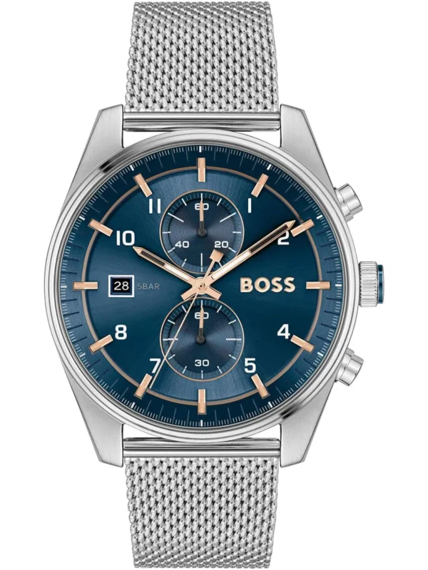 montre boss 1514149 skytraveller cadran bleu acier pour homme au maroc