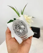 guess gw0104l1 cadran argenté détails cristal pour femme au maroc