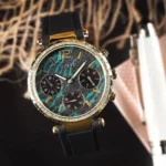 guess gw0113l1 solstice cadran vert cristaux detail femme au maroc