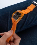 guess gw0203g10 montre homme design moderne silicone orange