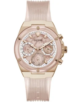 guess gw0409l3 montre femme cadran rose bracelet rose face