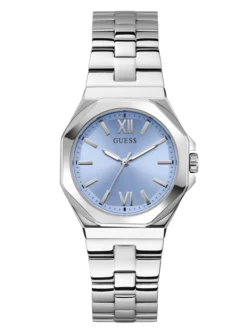 guess gw0873l1 montre femme cadran bleu bracelet argent face