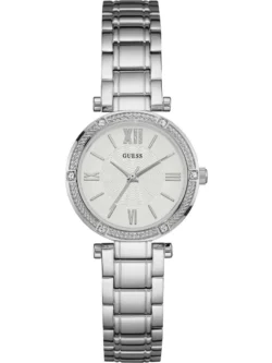 guess w0767l1 montre femme cadran blanc bracelet argent face