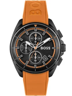 hugo boss volane orange 1513957 montre homme cadran noir bracelet orange face