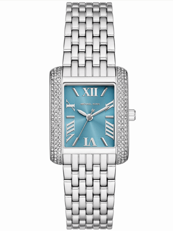 Michael Kors MK4829 femme cadran bleu argent vue de face.