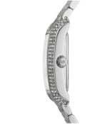 Michael Kors MK4829 femme profil boîtier rectangulaire pavé.