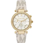 michael kors mk6916 montre femme cadran blanc bracelet beige face