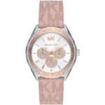 michael kors mk7206 montre femme cadran argent bracelet rose face