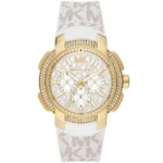 michael kors mk7221 montre femme cadran blanc bracelet blanc dore face