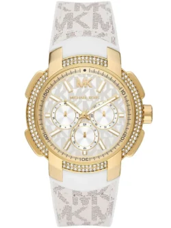 michael kors mk7221 montre femme cadran blanc bracelet blanc dore face