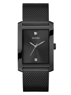Montre GUESS GW0898G3 noir cadran rectangulaire minimaliste pour homme au Maroc.