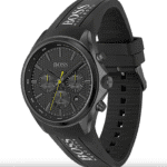 Montre Hugo Boss 1513859 noir avec bracelet en silicone pour homme au Maroc.