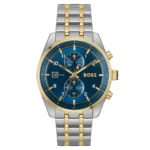 Montre Hugo Boss 1514247 bicolore avec cadran bleu et chronographe pour homme au Maroc.