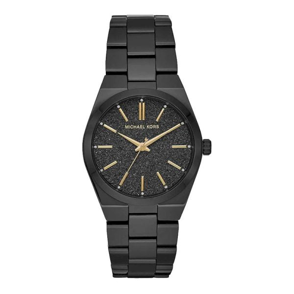 montre-michael-kors-mk6625-femme-cadran-noir-acier-noir-face. montre michael kors mk6625 cadran noir acier noir pour femme au maroc