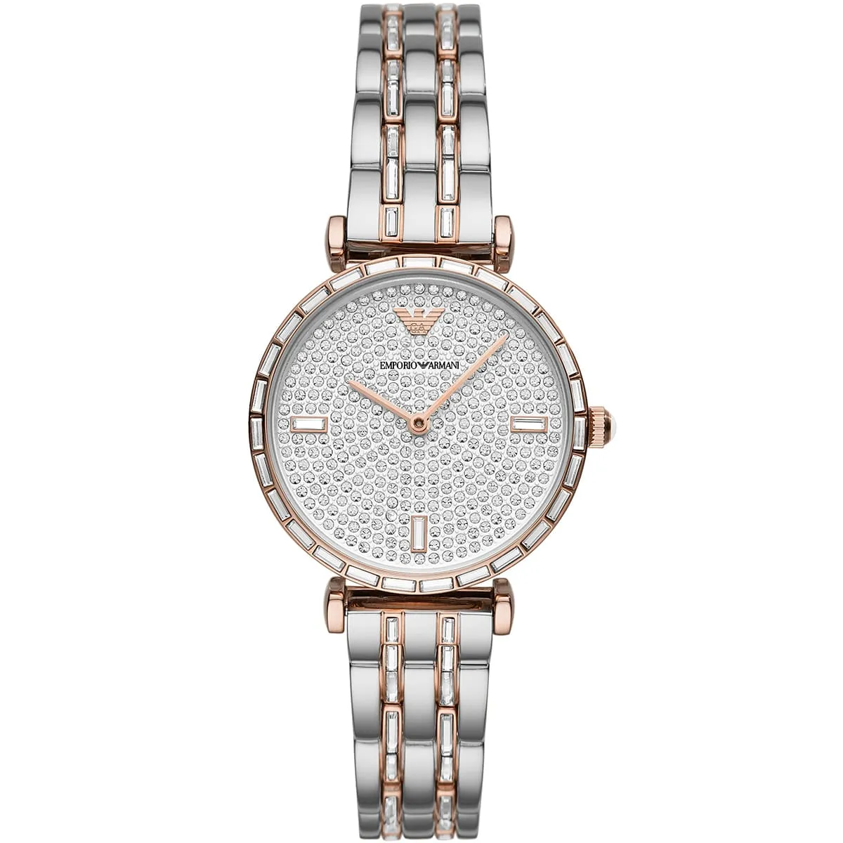 emporio-armani-ar11293-montre-femme-cadran-cristaux-bracelet-bicolore-face emporio armani ar11293 montre femme cadran cristaux bracelet bicolore face
