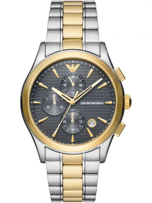 emporio armani ar11527 montre homme cadran gris chronographe face