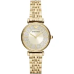 emporio armani ar11608 montre femme cadran cristaux bracelet dore face