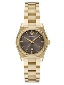 emporio armani ar11700 montre femme cadran brun bracelet dore face