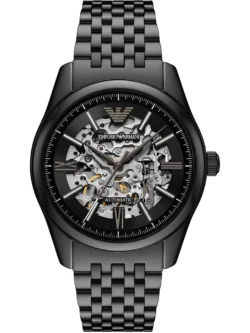 Montre homme Emporio Armani AR60093 Antonio automatique avec cadran skeleton noir et bracelet acier noir
