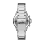 Fond de boîtier gravé de la montre Emporio Armani AR11681 en acier inoxydable avec référence et étanchéité 5 ATM