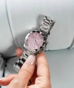 Montre femme GUESS GW0696L1 Color Fusion à cadran rose et bracelet argenté au maroc