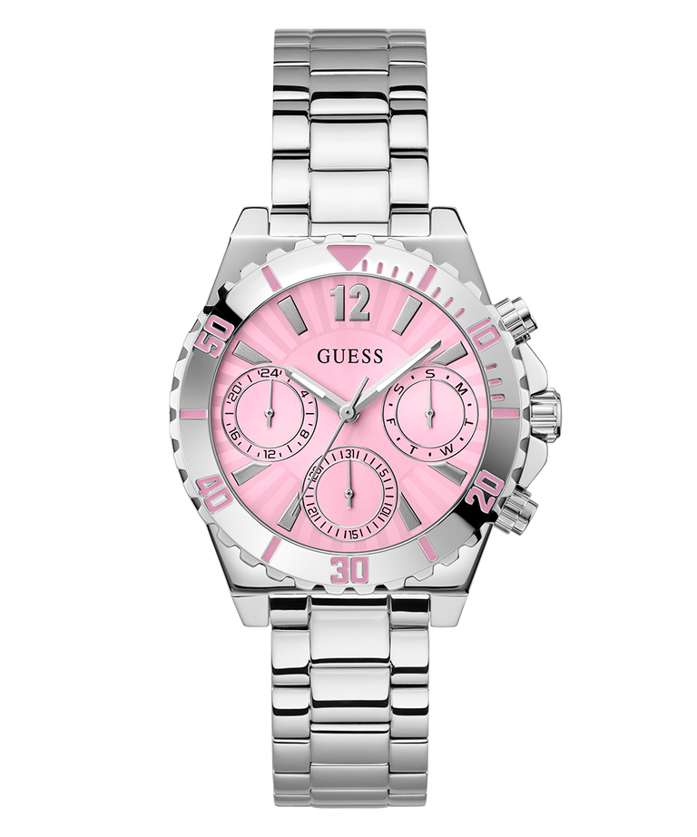 guess-gw0696l1-color-fusion-cadran-rose-bracelet-argente Montre femme GUESS GW0696L1 Color Fusion à cadran rose et bracelet argenté