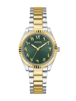 guess gw0735l2 luna montre femme cadran vert chiffres arabes face