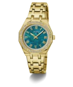 Cadran vert nacré avec chiffres romains de la montre GUESS GW0770L2
