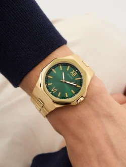 Montre homme Guess Emperor GW0849G2 avec cadran vert et bracelet doré