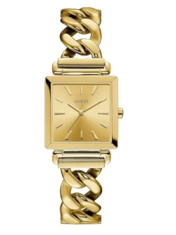 Montre femme GUESS W1029L2 Vanity dorée avec cadran carré et bracelet effet chaîne