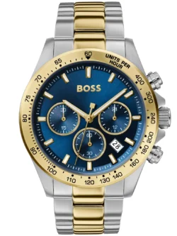 Montre homme Hugo Boss 1513767 avec cadran bleu, compteurs chronographe et bracelet acier