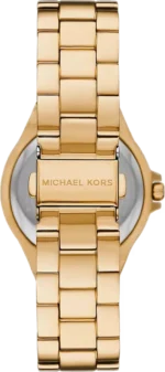 Fond de boîtier vissé et gravé de la montre Michael Kors Lennox MK7404 en acier inoxydable doré