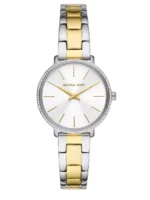 Montre femme Michael Kors MK1041 Pyper bicolore avec cadran blanc et lunette pavée