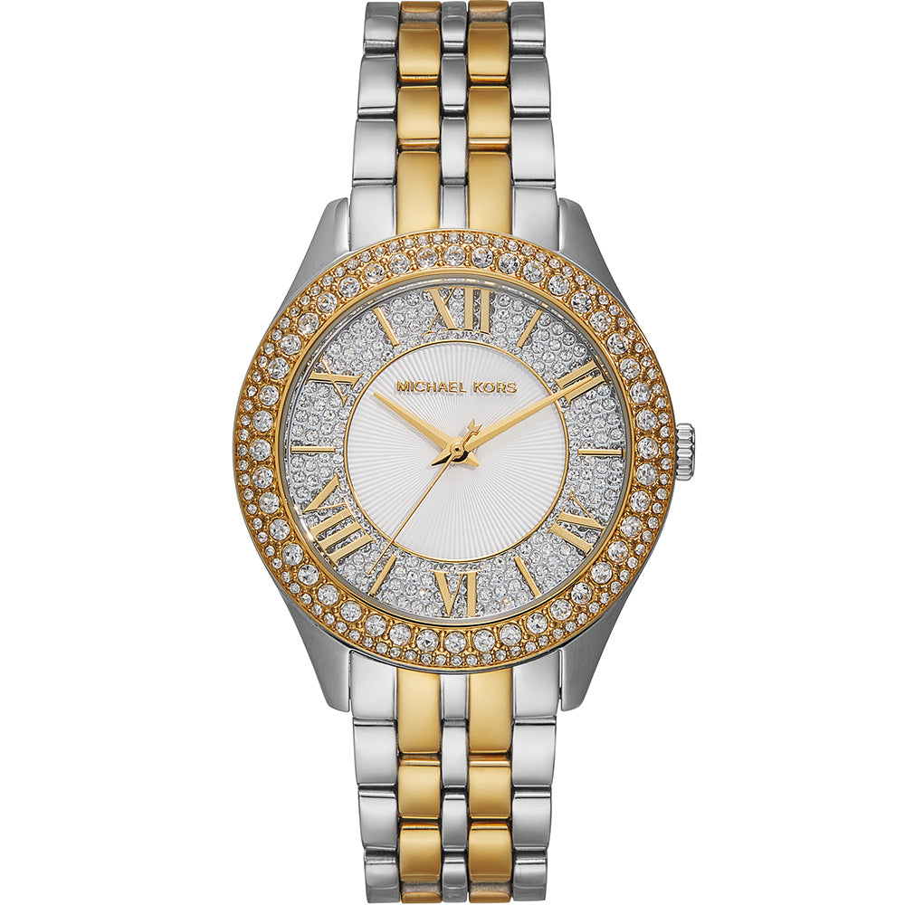 michael-kors-mk4811-harlowe-montre-femme-bicolore-pavee Montre femme Michael Kors MK4811 Harlowe bicolore avec cadran argenté pavé