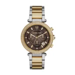 Montre femme Michael Kors MK6118 Parker bicolore avec cadran marron et bracelet en acier