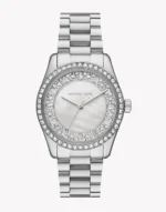 Montre femme Michael Kors MK7445 Lexington en acier argenté avec cadran nacré et lunette ornée de cristaux