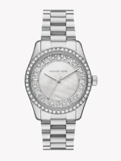 Montre femme Michael Kors MK7445 Lexington en acier argenté avec cadran nacré et lunette ornée de cristaux
