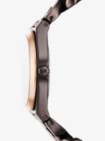 michael kors mk7501 montre femme profil boitier chocolat rose gold detail