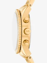 Profil du boîtier rond doré de la montre Michael Kors MK7530 Bryant
