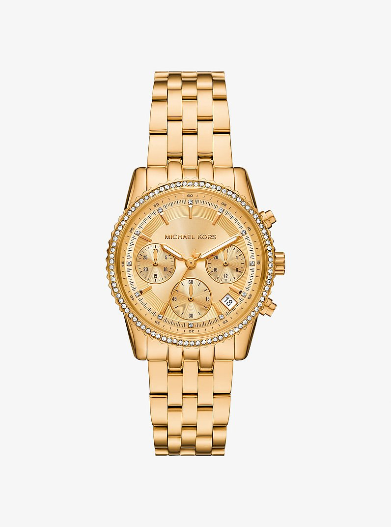 michael-kors-mk7530-bryant-montre-femme-doree-pavee-au-maroc Montre femme Michael Kors MK7530 Bryant dorée avec lunette sertie de pierres pavées