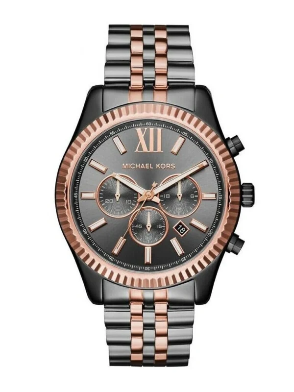montre michael kors mk8561 lexington montre homme cadran gris chronographe face