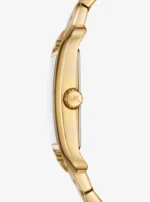 Profil de la montre Michael Kors Monroe MKO1031 dorée avec boîtier rectangulaire