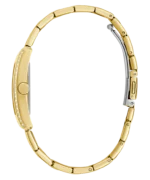 Vue de profil de la montre Guess GW0874L4 montrant la finesse du boîtier de 8 mm en acier inoxydable ton doré à finition polie miroir
