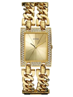 Montre Guess W0072L1 femme bracelet chaîne acier doré jaune cadran champagne dateur - disponible au Maroc sur Planetawatches.ma