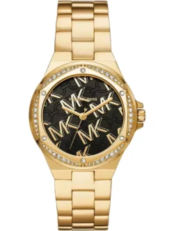 Montre Michael Kors MK7404 femme cadran noir et boîtier acier doré 37 mm vue de face