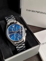 Montre Emporio Armani AR11481 présentée dans son luxueux coffret officiel noir et blanc