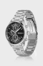 OSS Grand Prix 40 vue de profil, bracelet acier et fermoir bouton-poussoir